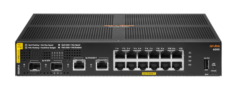 R8N89A - Aruba 6000 12G CL4 2SFP 139W Switch - IT YudaR8N89A